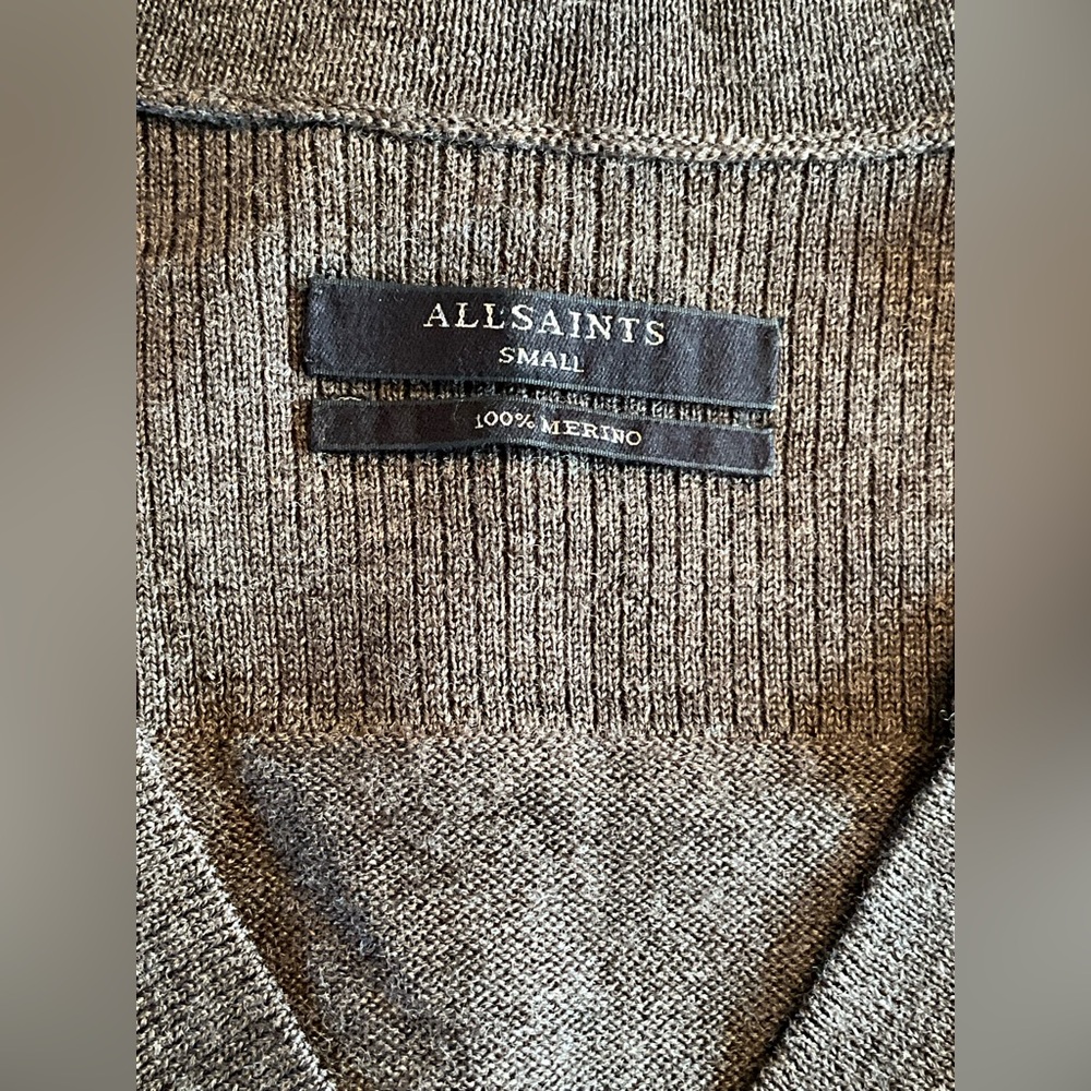 ALL SAINTS Gray Tricot V-Neck Sweater Dress S - Picture 10 of 12